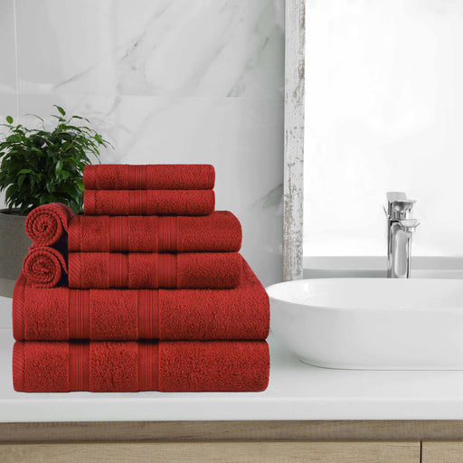 Smart Dry Zero Twist Cotton 8-Piece Assorted Towel Set - Crimson