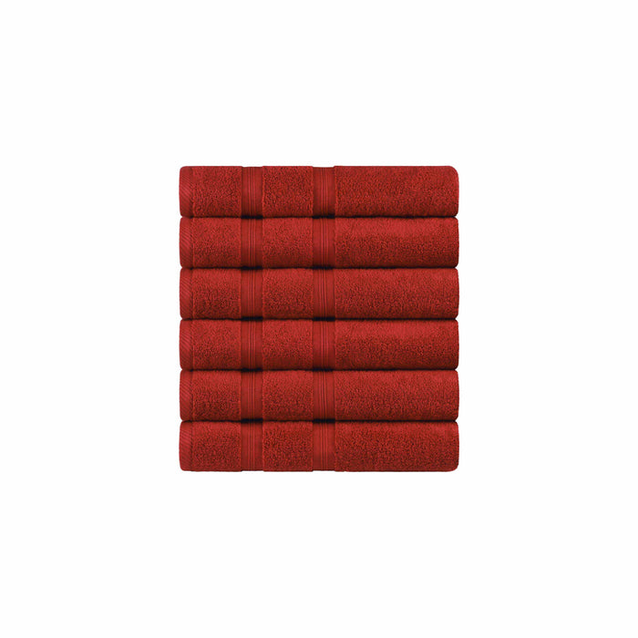 Smart Dry Zero Twist Cotton 6 Piece Hand Towel Set - Crimson