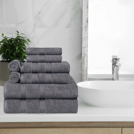 Smart Dry Zero Twist Cotton 8-Piece Assorted Towel Set - Gray