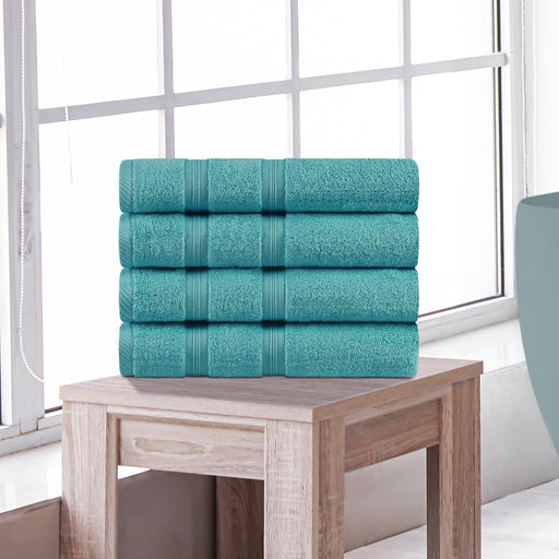 Smart Dry Zero Twist Cotton 4 Piece Bath Towel Set - Turquoise