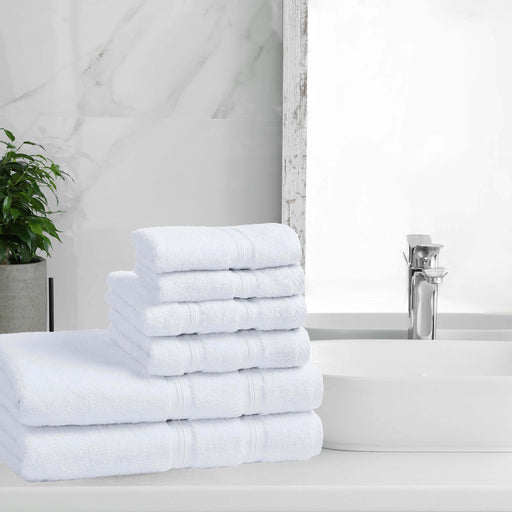 Smart Dry Zero Twist Cotton 6-Piece Assorted Towel Set - White