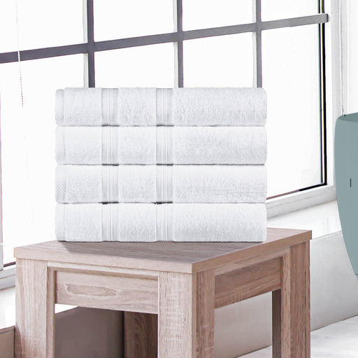 Smart Dry Zero Twist Cotton 4 Piece Bath Towel Set - White