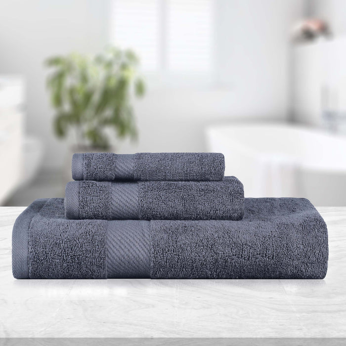 Kendell Egyptian Cotton Quick Drying 3 Piece Towel Set - SmokedPearl