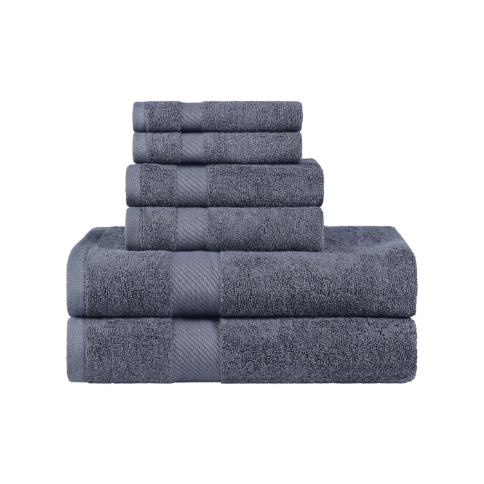 Kendell Egyptian Cotton 6 Piece Towel Set with Dobby Border - Smoked Pearl