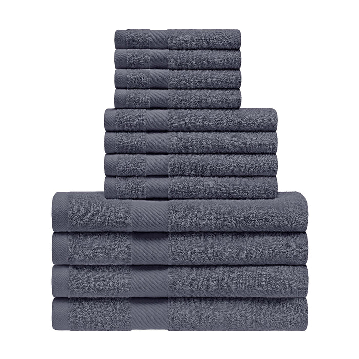 Kendell Egyptian Cotton 12 Piece Solid Towel Set - SmokedPearl