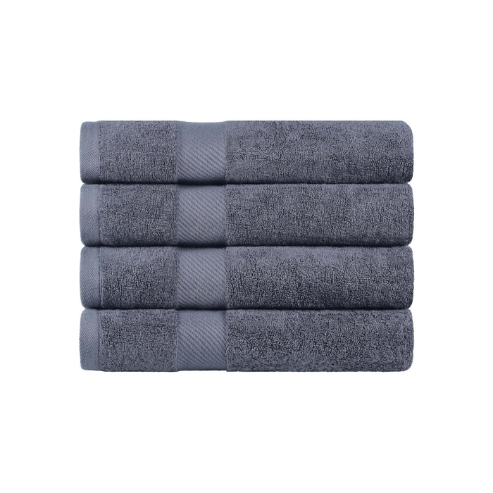 Kendell Egyptian Cotton 4 Piece Bath Towel Set with Dobby Border - SmokedPearl