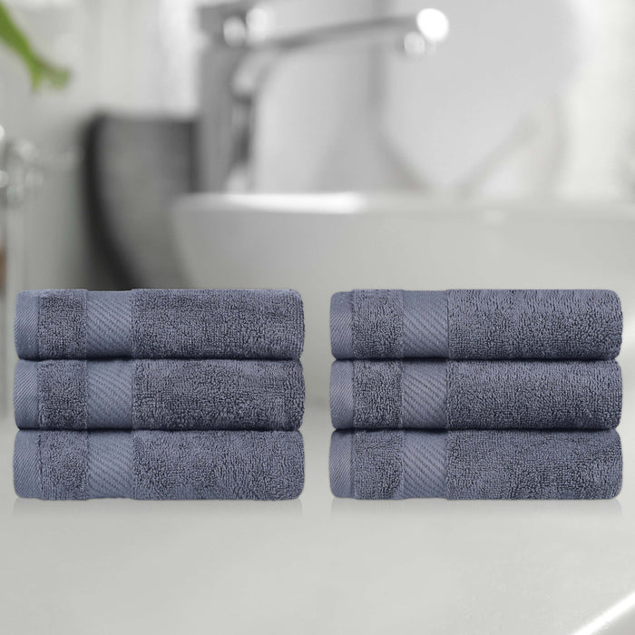 Kendell Egyptian Cotton 6 Piece Hand Towel Set with Dobby Border - Smoked pearl