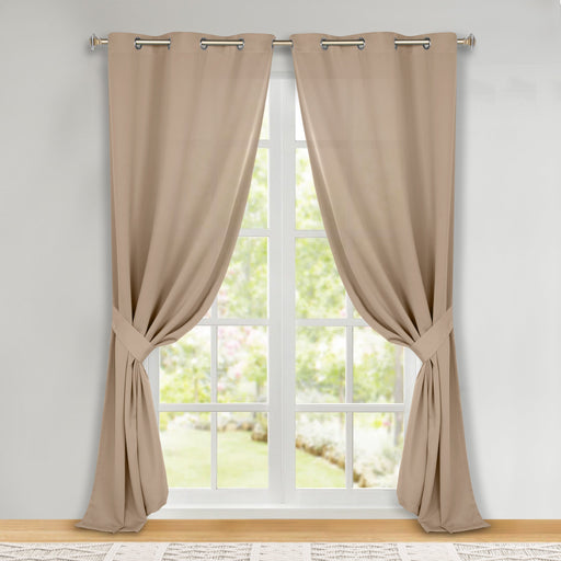 Solid Machine Washable Room Darkening Blackout Curtains, Set of 2 - SmokeyAsh