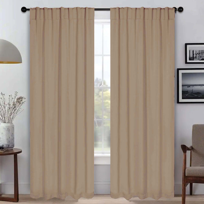 Solid Room Darkening Blackout Curtains with Back Tabs, Set of 2