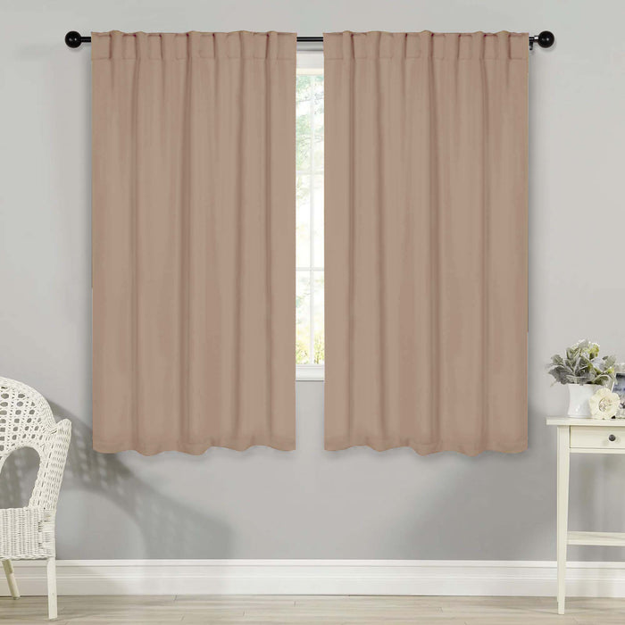 Solid Room Darkening Blackout Curtains with Back Tabs, Set of 2