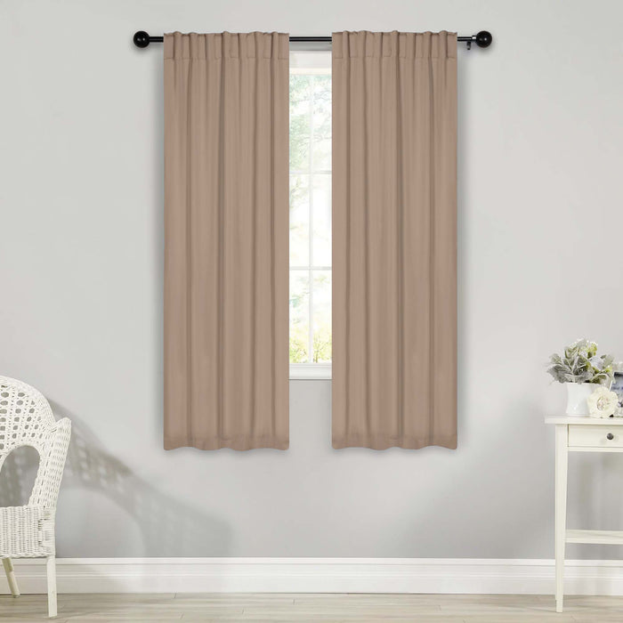 Solid Room Darkening Back Tabs Blackout Curtains, Set of 2