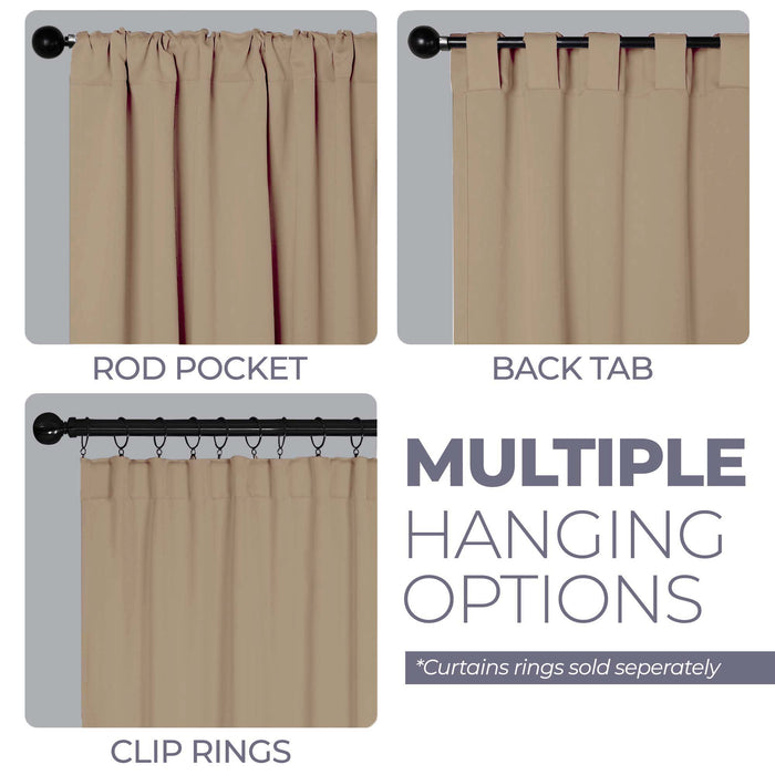 Solid Room Darkening Back Tabs Blackout Curtains, Set of 2