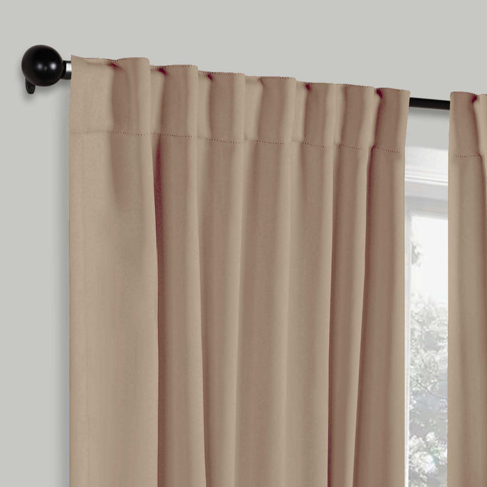 Solid Room Darkening Back Tabs Blackout Curtains, Set of 2