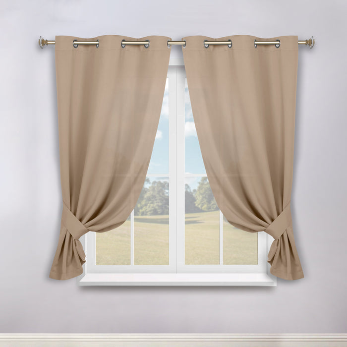 Solid Machine Washable Room Darkening Blackout Curtains, Set of 2 - SmokeyAsh