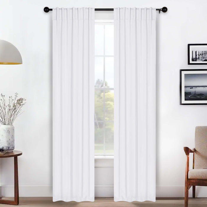 Solid Room Darkening Back Tabs Blackout Curtains, Set of 2