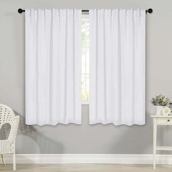 Solid Room Darkening Blackout Curtains with Back Tabs, Set of 2