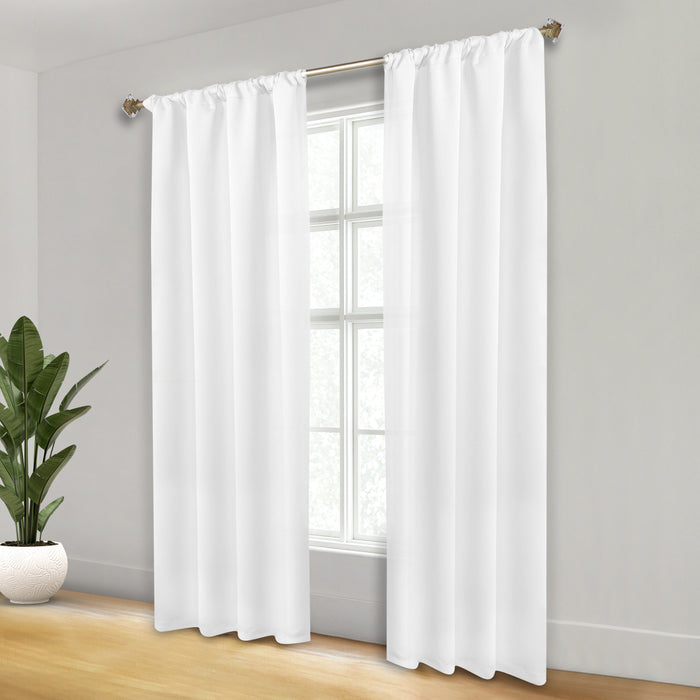 Solid Machine Washable Room Darkening Blackout Curtains, Set of 2