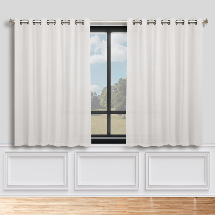 Solid Machine Washable Room Darkening Blackout Curtains, Set of 2 - SnowWhite