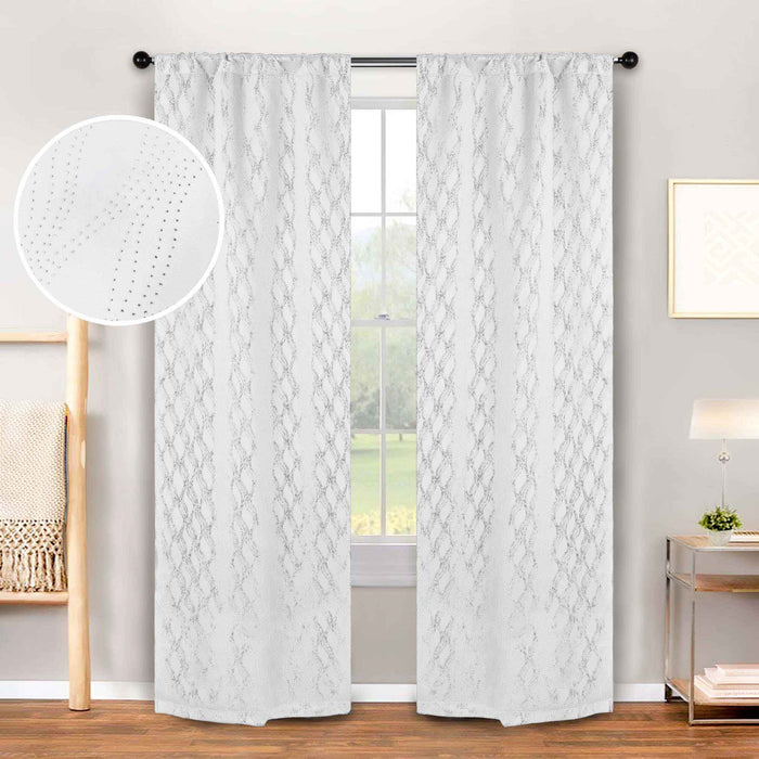 Zuri Textured Washable Room Darkening Blackout Curtain Panel Set