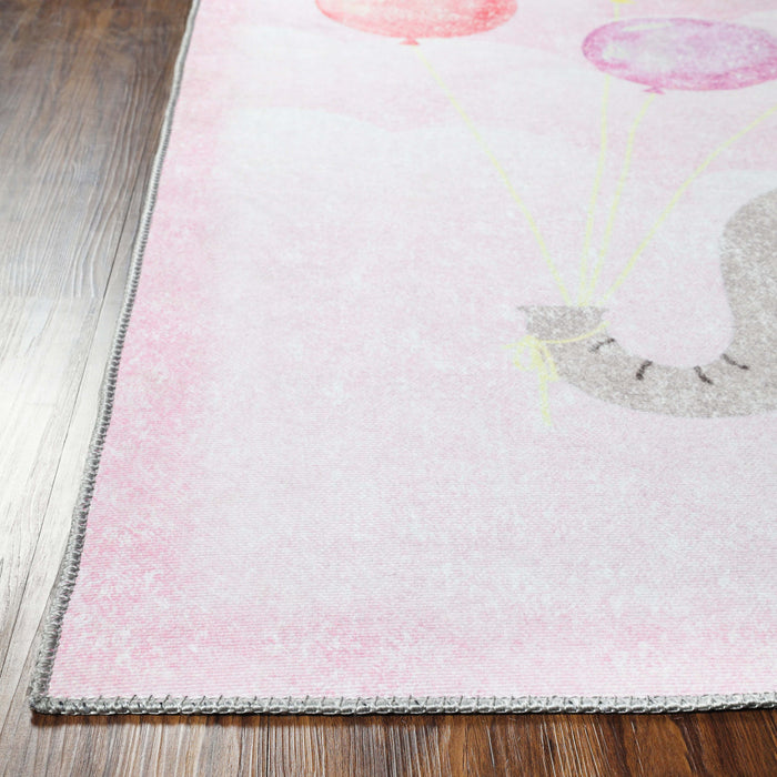 Elephant Bright Colorful Non-Slip Kids Area Rug - Soft Pink