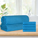 Soho Ribbed Textured Cotton Ultra-Absorbent Hand Towel and Bath Sheet Set - Azure