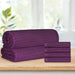 Soho Ribbed Textured Cotton Ultra-Absorbent Hand Towel and Bath Sheet Set - Plum