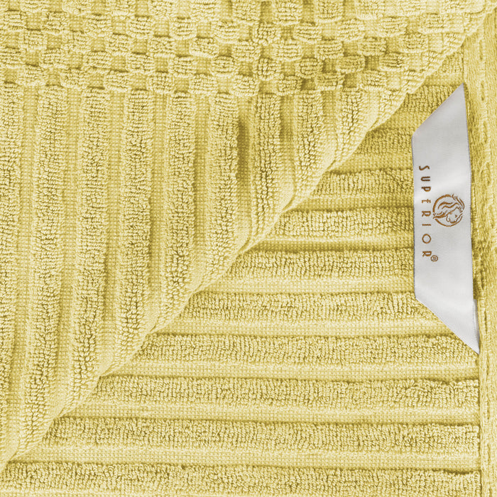 Soho Ribbed Textured Cotton Ultra-Absorbent Hand Towel and Bath Sheet Set - Golden Mist