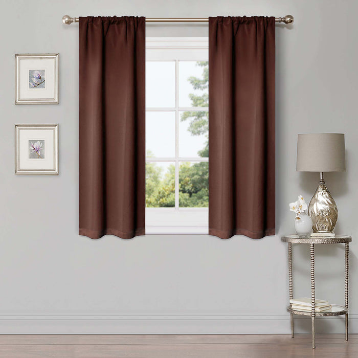 Solid Classic Modern Rod Pocket Blackout Curtain Set - Cappuccino