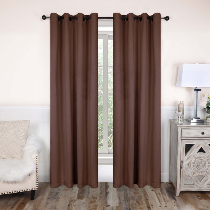 Solid Classic Modern Grommet Blackout Curtain Set - Cappuccino