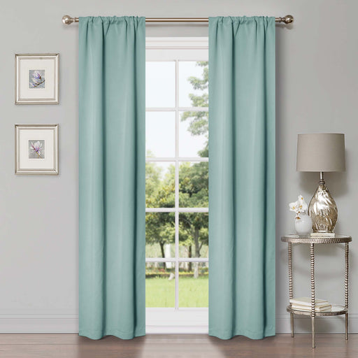 Solid Classic Modern Rod Pocket Blackout Curtain Set - Green Lily