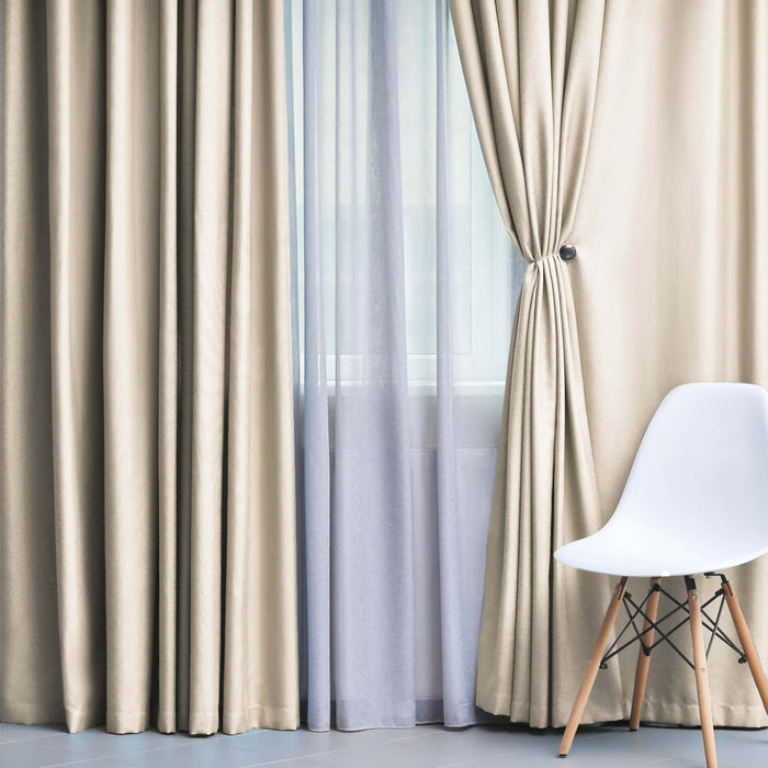 Solid Classic Modern Grommet Blackout Curtain Set - Ivory