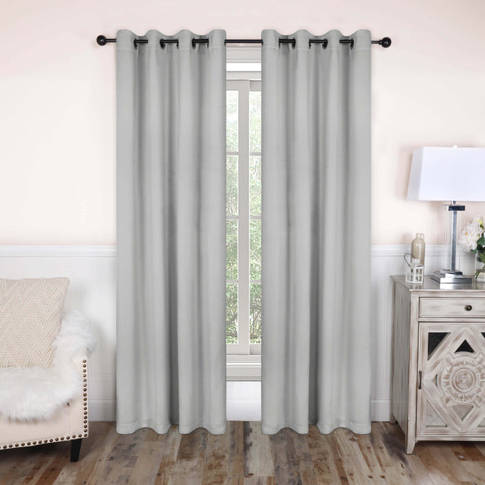 Solid Classic Modern Grommet Blackout Curtain Set - Marshmallow