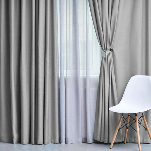 Solid Classic Modern Grommet Blackout Curtain Set - Silver