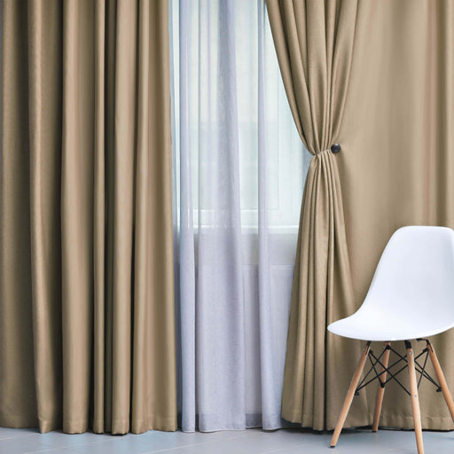 Solid Classic Modern Grommet Blackout Curtain Set - Smoked Ash