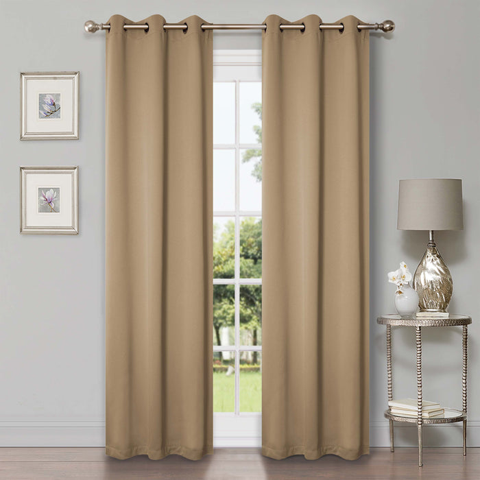 Solid Classic Modern Grommet Blackout Curtain Set - Smoked Ash