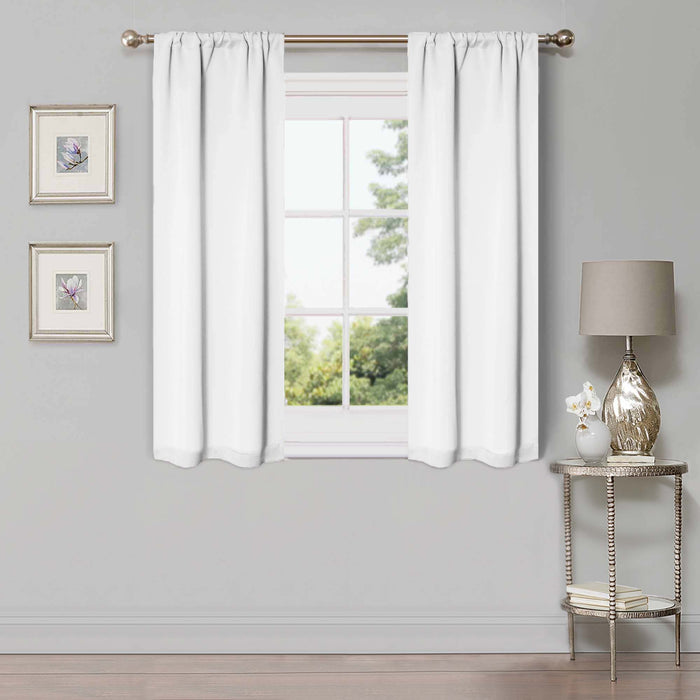Solid Classic Modern Rod Pocket Blackout Curtain Set - Snow White