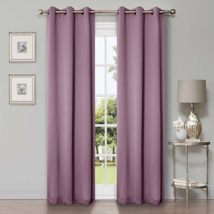 Solid Classic Modern Grommet Blackout Curtain Set - Wisteria