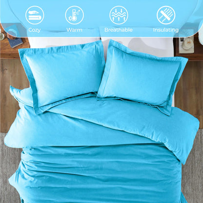 Solid Cotton Flannel Duvet Cover Set - Blue Nile Mills