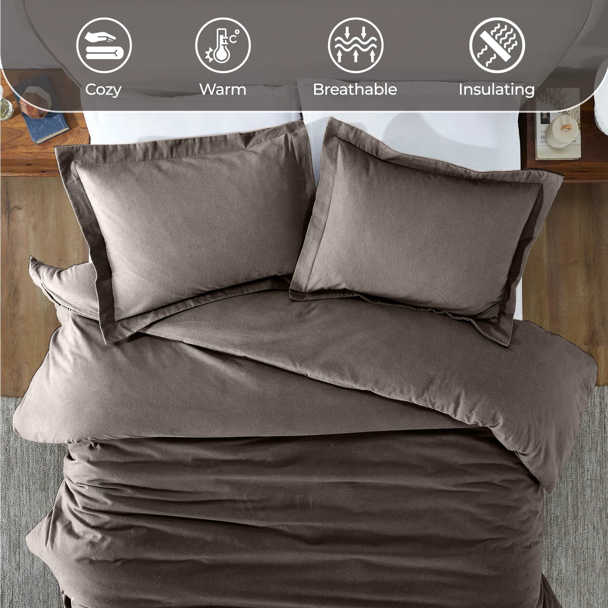 Solid Cotton Flannel Duvet Cover Set - Blue Nile Mills