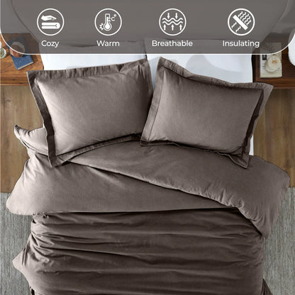 Solid Cotton Flannel Duvet Cover Set - Blue Nile Mills