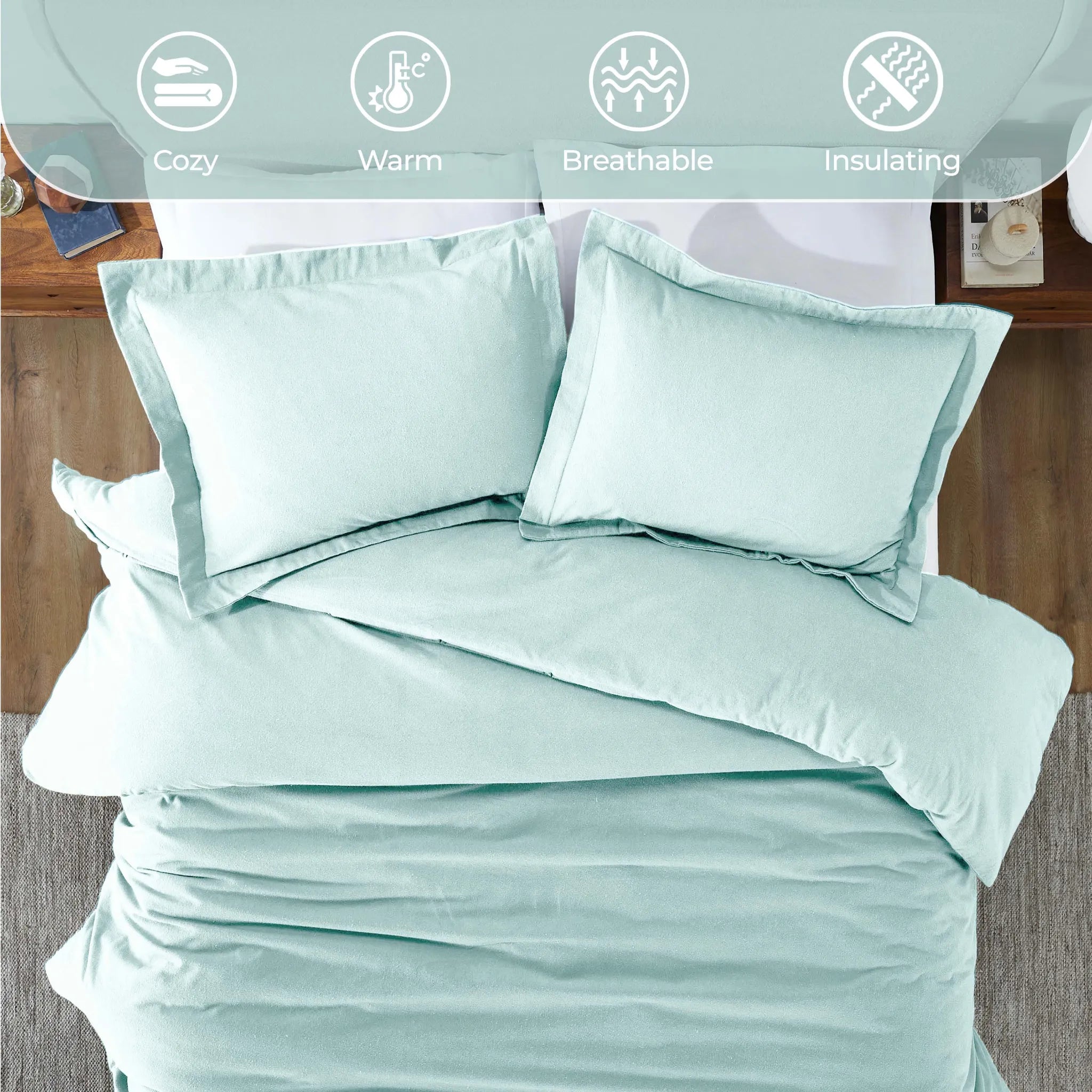 Solid Cotton Flannel Duvet Cover Set - Blue Nile Mills