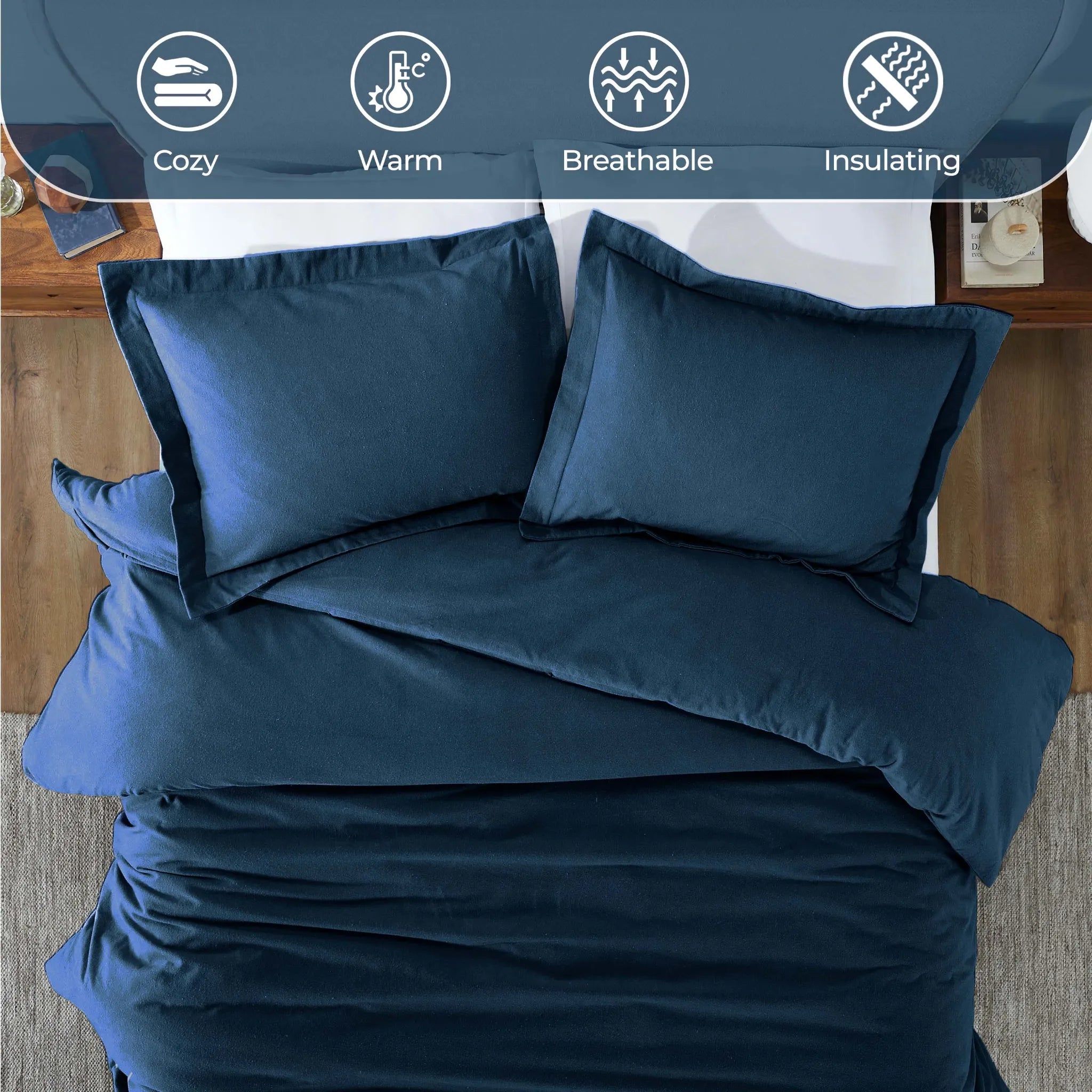 Solid Cotton Flannel Duvet Cover Set - Blue Nile Mills