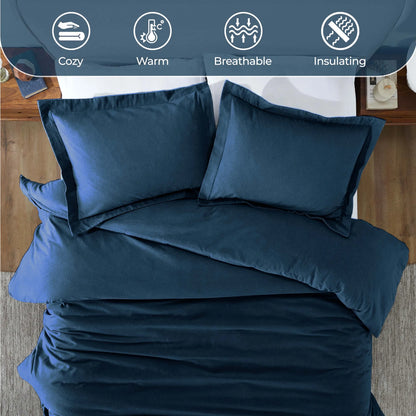 Solid Cotton Flannel Duvet Cover Set - Blue Nile Mills