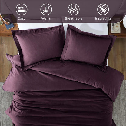 Solid Cotton Flannel Duvet Cover Set - Blue Nile Mills