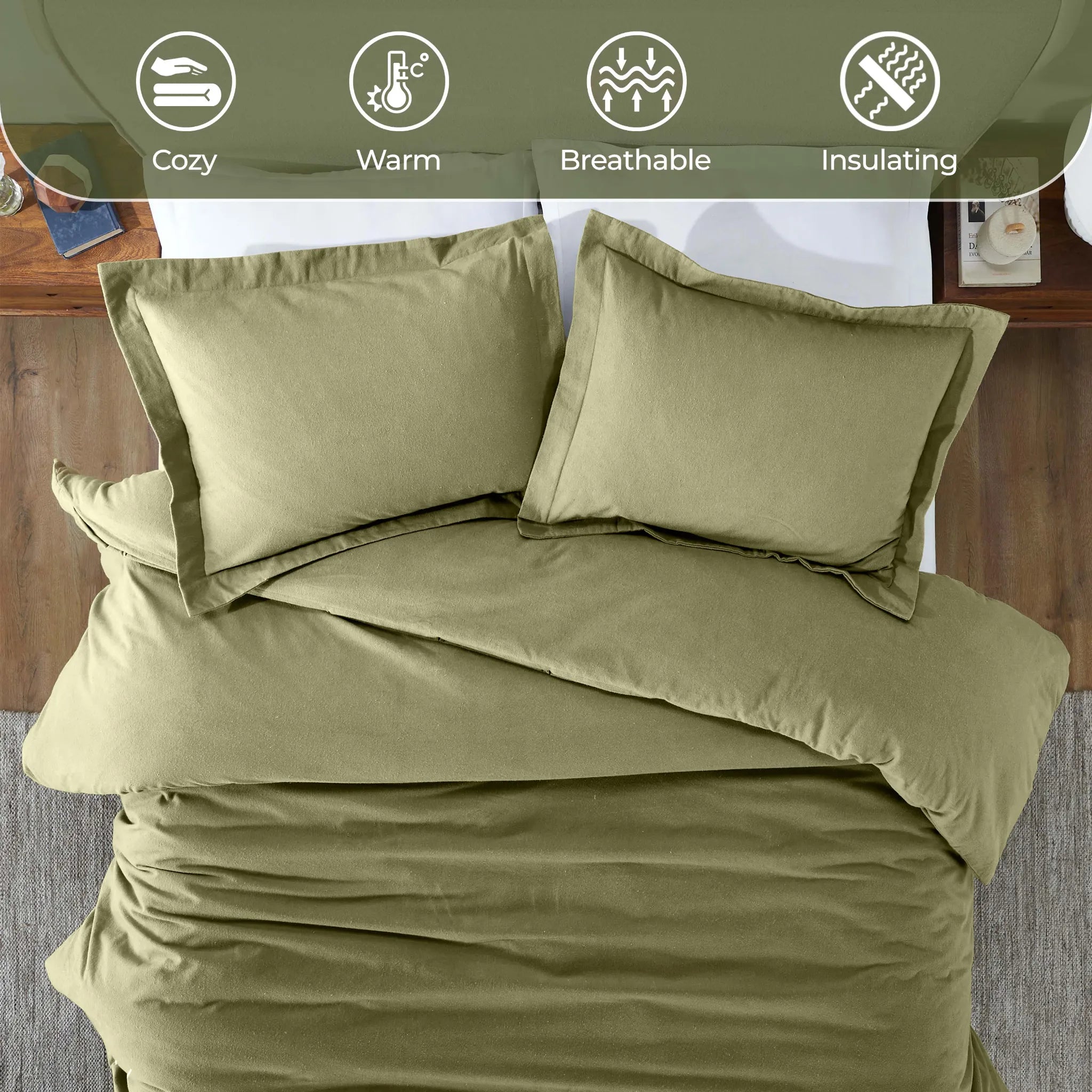 Solid Cotton Flannel Duvet Cover Set - Blue Nile Mills