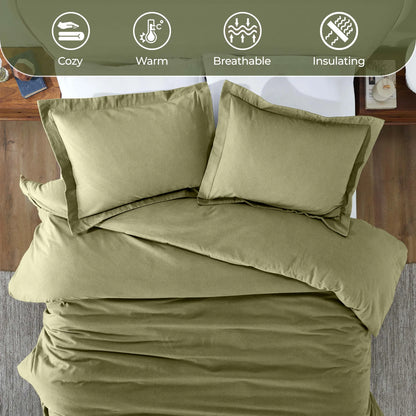 Solid Cotton Flannel Duvet Cover Set - Blue Nile Mills