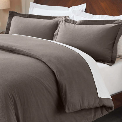Solid Cotton Flannel Duvet Cover Set - Blue Nile Mills
