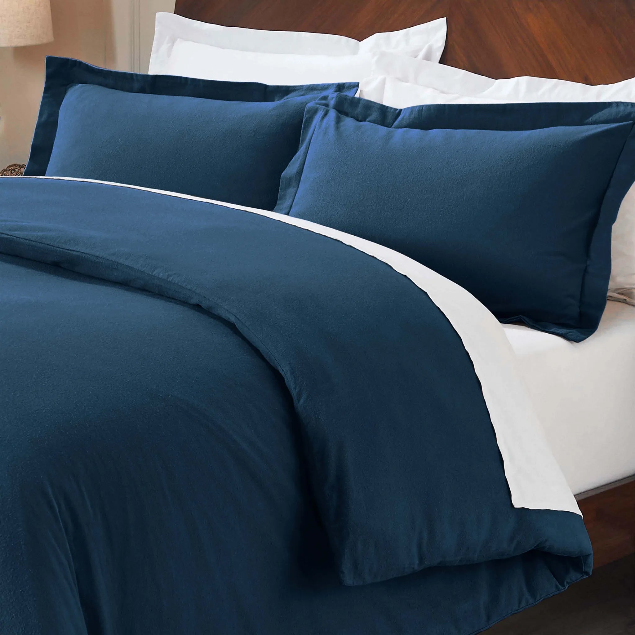 Solid Cotton Flannel Duvet Cover Set - Blue Nile Mills
