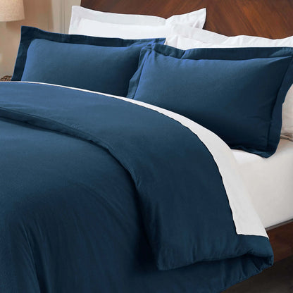 Solid Cotton Flannel Duvet Cover Set - Blue Nile Mills