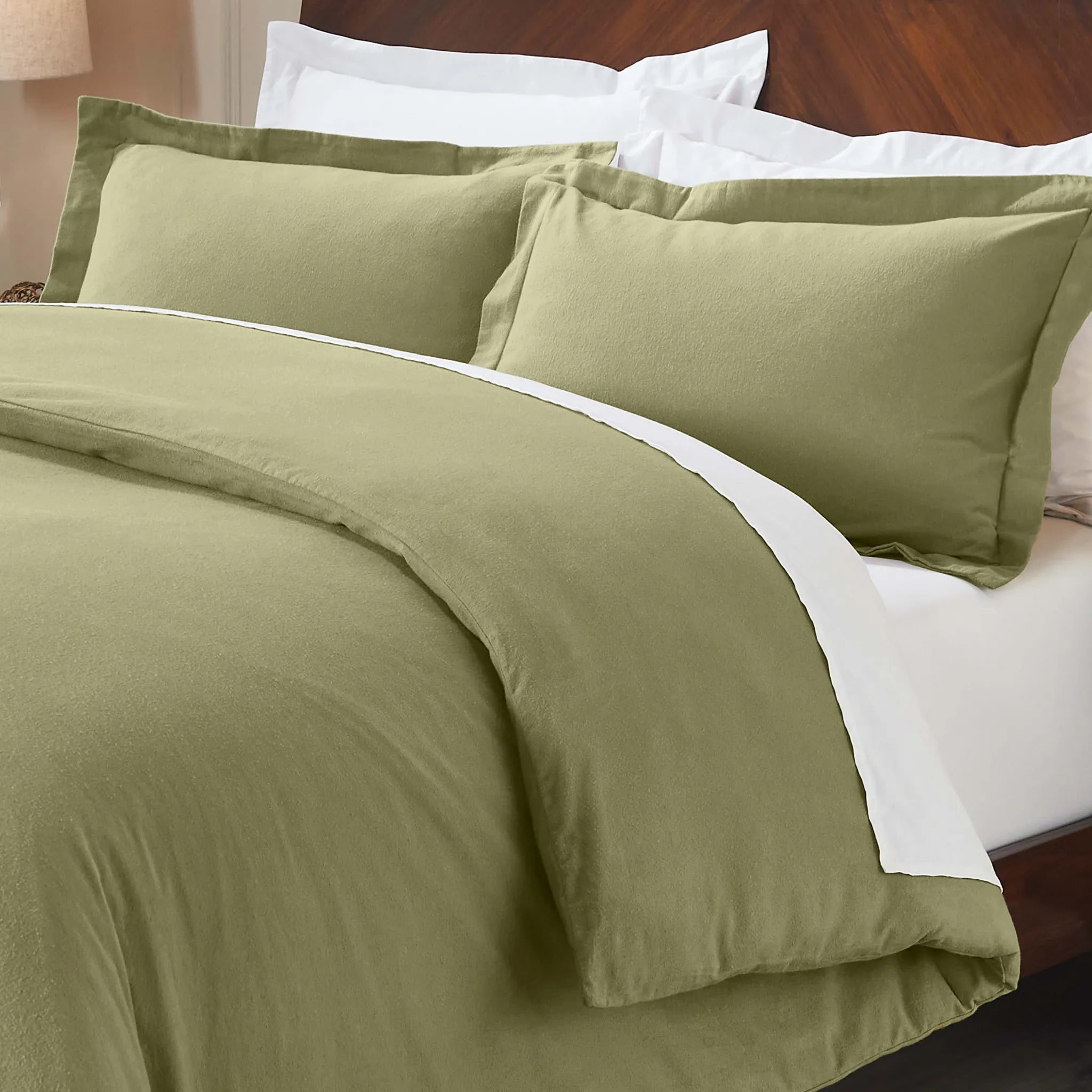 Solid Cotton Flannel Duvet Cover Set - Thumbnail 5